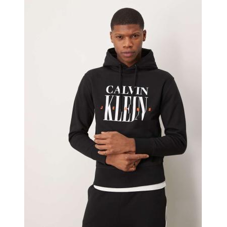 Calvin Klein Jeans - Hoodie met grote logoprint in zwart