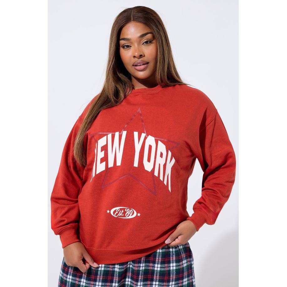 Limited Collection Curve Red 'New York' Slogan Sweatshirt Size 58-60 Rood
