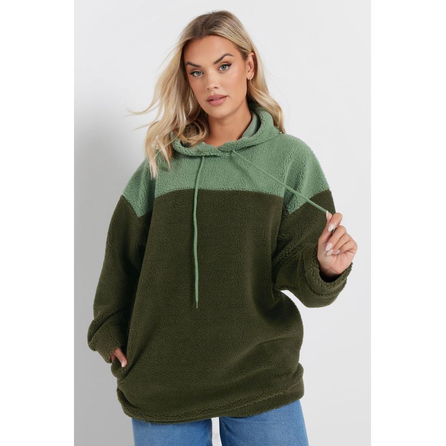Yours Hoodie Van Fleece Met Kleurvlakken In Gemengd Groen Size 58-60 Groen