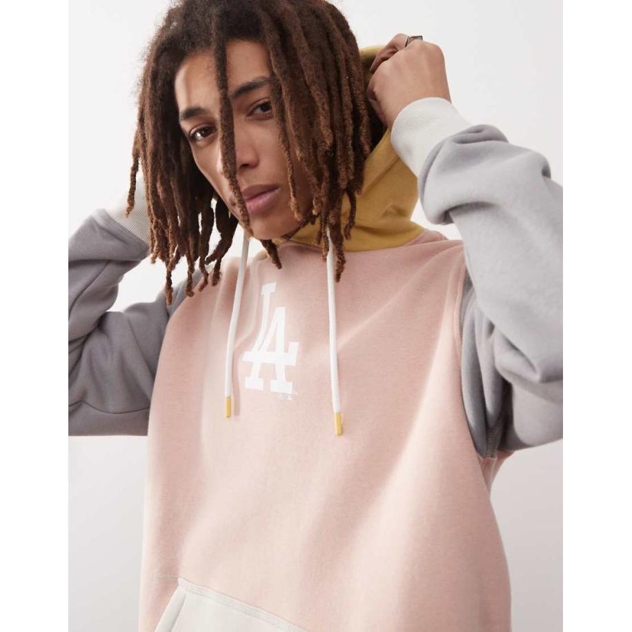 47 Brand - Hoodie met contrasterende vlakken en LA Dodgers-print in beige multi-Veelkleurig Multicolor