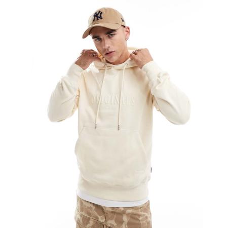 Jack & Jones - Oversized hoodie met logo in 3D-print in gebroken wit