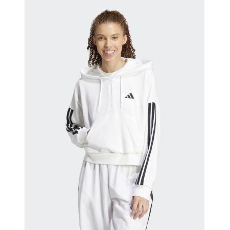adidas performance Essentials Hoodie van badstof met 3-Stripes logo en ritssluiting in wit met zwart