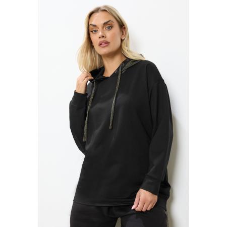 Yours Curve Zwart & Goud Glinsterende Oogjes Hoodie Size 58-60