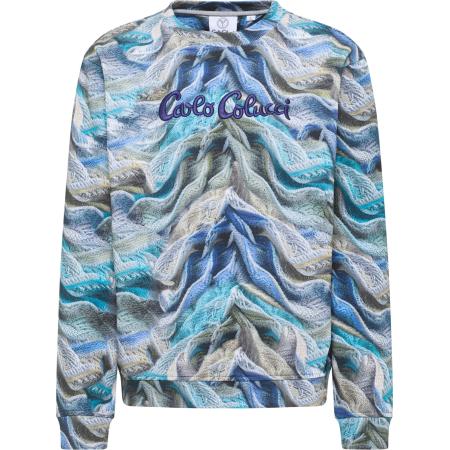 carlo colucci Carlo Colucci Sweatshirt Dotti blauw / turquoise / pastelblauw / greige