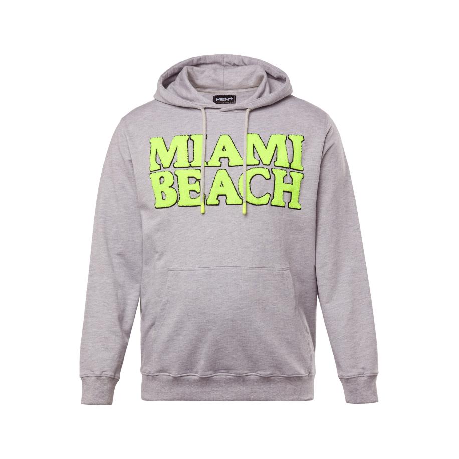 men plus Men Plus Sweatshirt grijs gemêleerd / neongroen / zwart -