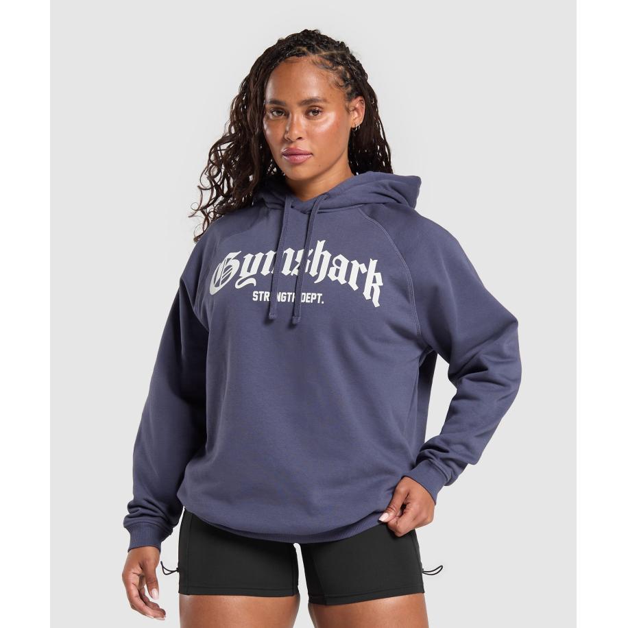 Gymshark Strength Department Graphic Hoodie Weighted Purple Paars