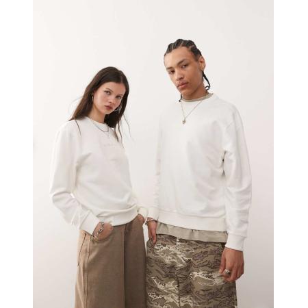 Vans - Essential - Ruimvallend sweatshirt met centraal logo in gebroken wit