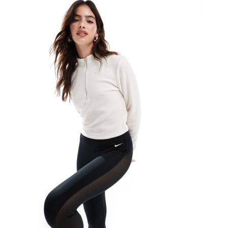 Nike Phoenix Fleece hoodie met rits en lange mouwen in beige-Neutraal
