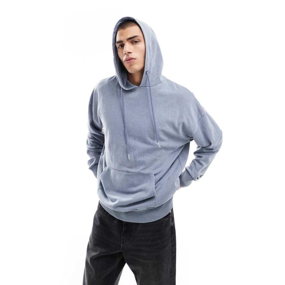 Brave Soul - Oversized hoodie in blauw met acid wash Blauw