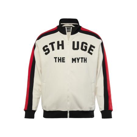 STHUGE STHUGE Sweatvest taupe / rood / zwart