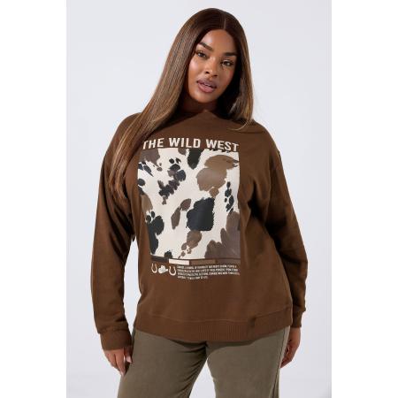 Limited Collection Curve Brown 'The Wild West' Koeienprint Sweatshirt Size 58-60