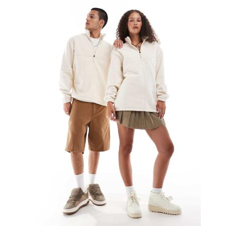 Dickies - Louisburg - Sweatshirt van polar fleece met korte rits in gebroken wit