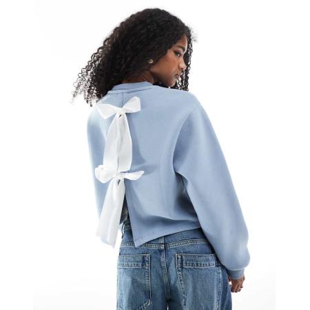 Miss Selfridge Sweatshirt met contrasterende strikken aan de achterkant in blauw