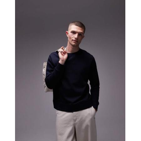 ARKET - Sweatshirt van badstof jersey met vintage look in marineblauw