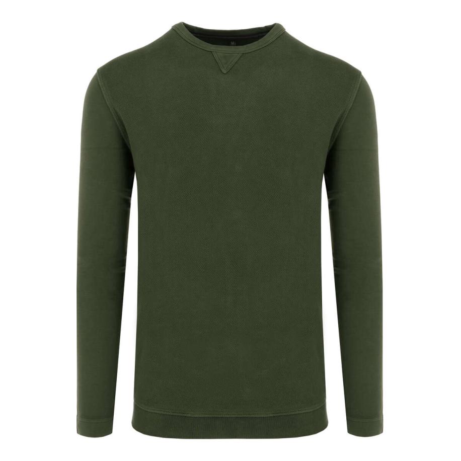 Marvelis Casual Sweatshirt ronde hals olijf, Gestructureerd Groen