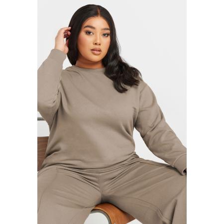 Yours Sweatshirt Met Ronde Hals En Elastische Boorden In Lichtbruin Size 62-64