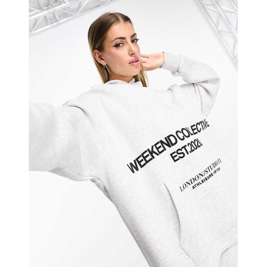 Weekend Collective Oversized hoodie met gestapeld logo in gemêleerd ijsgrijs Grijs