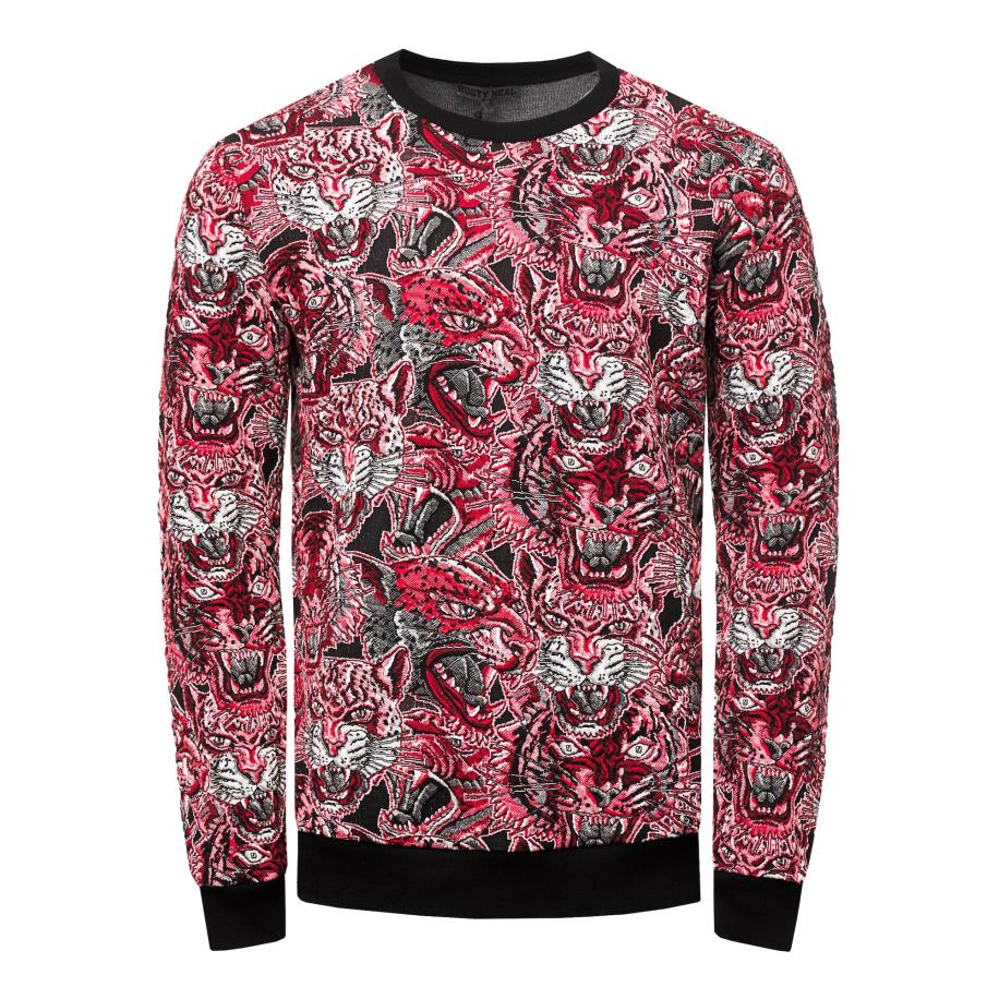 Rusty Neal Rusty Neal Sweatshirt Red Tiger wijnrood -