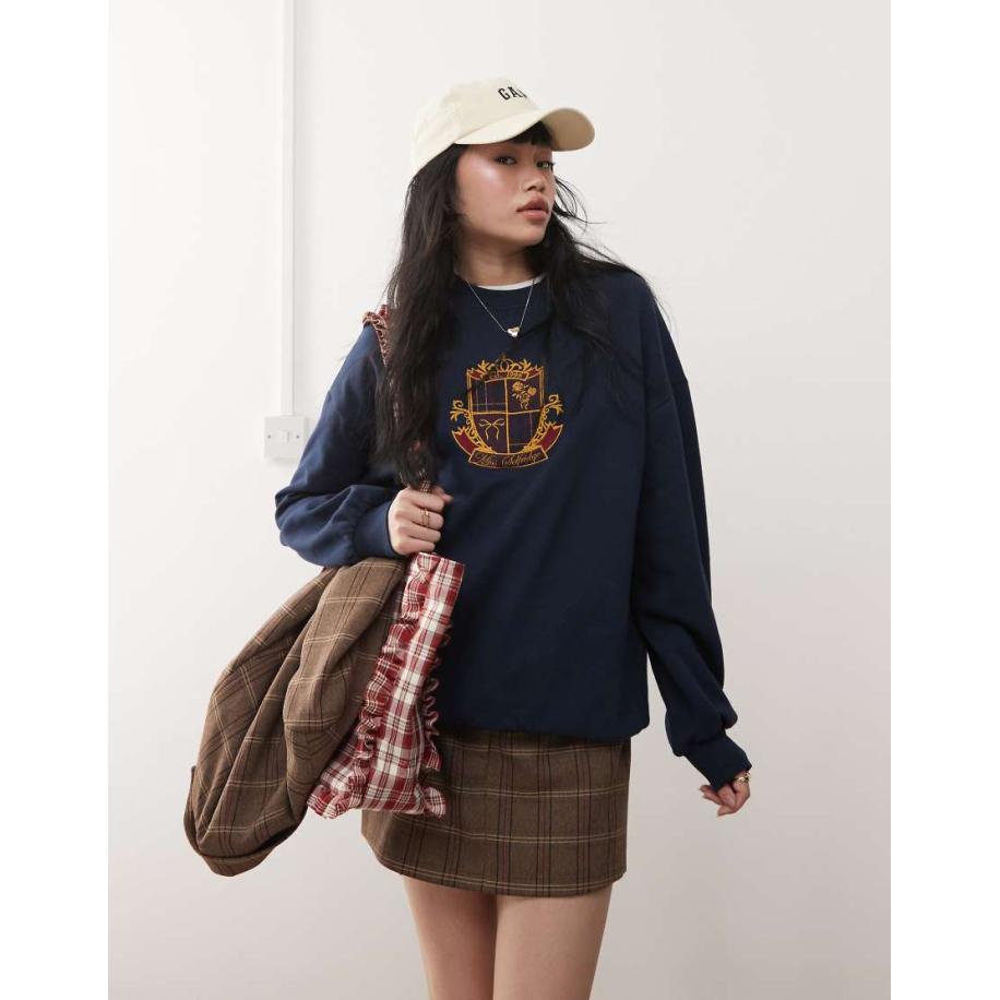 Miss Selfridge Varsity sweatshirt in marineblauw Blauw