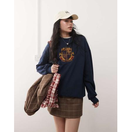Miss Selfridge Varsity sweatshirt in marineblauw