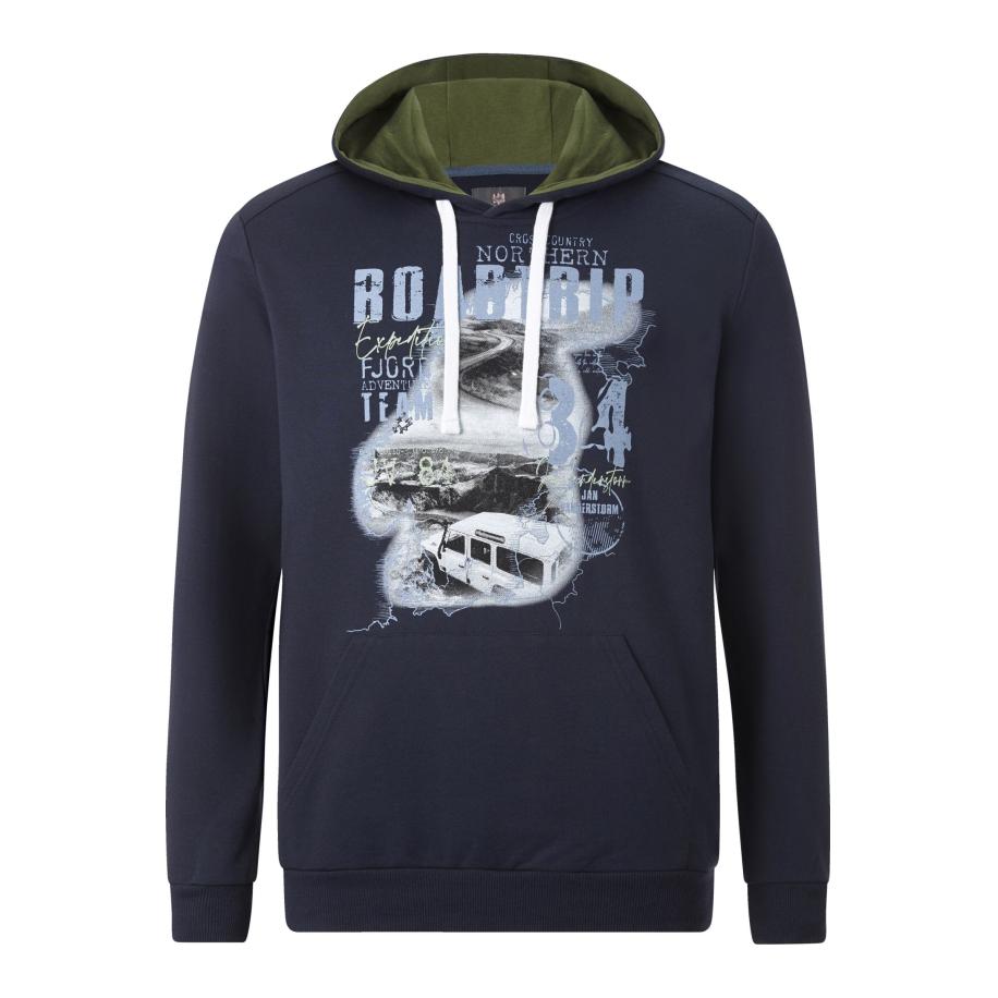 Jan Vanderstorm Hooded Sweatshirt donkerblauw, Print Blauw