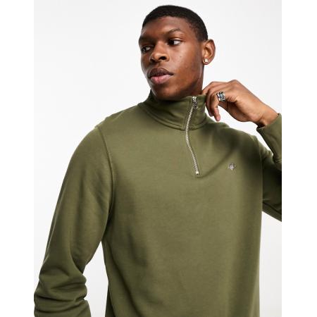 GANT - Sweatshirt met schildlogo en halve rits in donkergroen