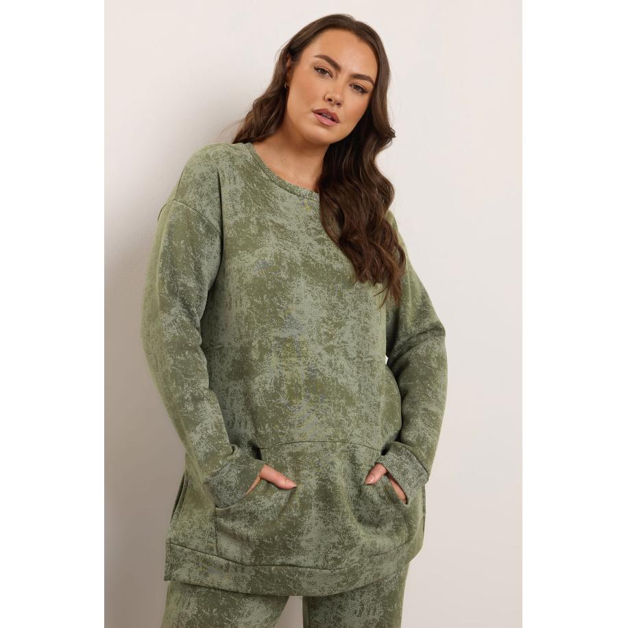 Yours Curve Groene Abstracte Zak Sweatshirt Size 58-60 Groen