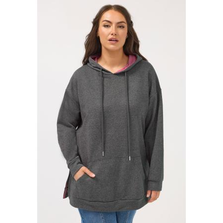 Yours Grijze Hoodie Met Contrasterende Voering Size 58-60