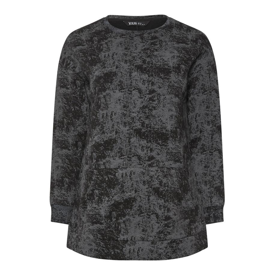 Yours Curve Zwart Abstract Zak Sweatshirt Size 50-52 Zwart