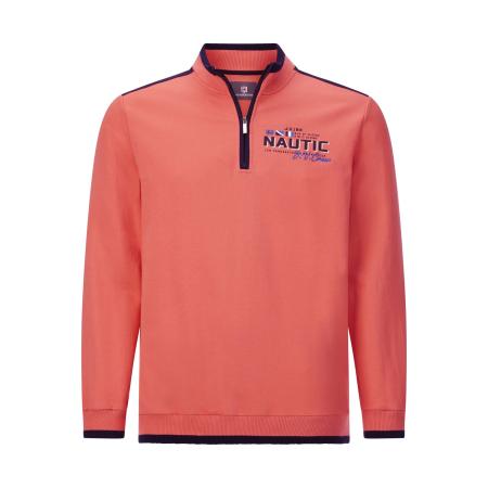 Jan Vanderstorm Half-Zip Sweater lichtrood, Effen