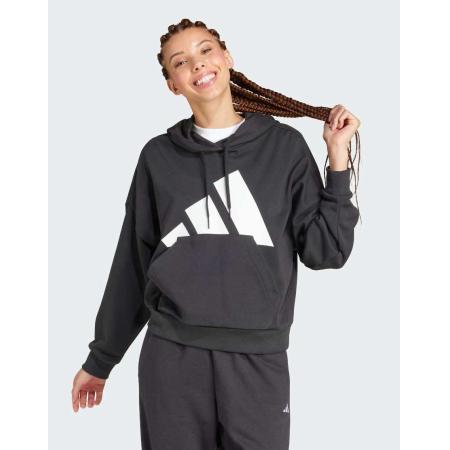 adidas performance Essentials Losvallende hoodie van badstof met groot logo in zwart met wit