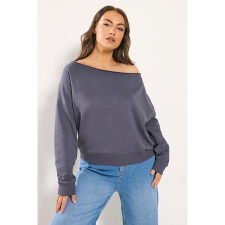 Yours Grijs Offshoulder Sweatshirt Size 66-68