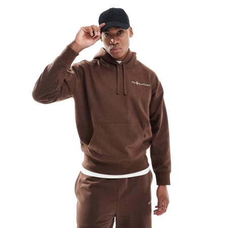 Polo Ralph Lauren - Zware ruimvallende oversized fleece hoodie met geschreven spelerslogo in bruin, deel van co-ord set