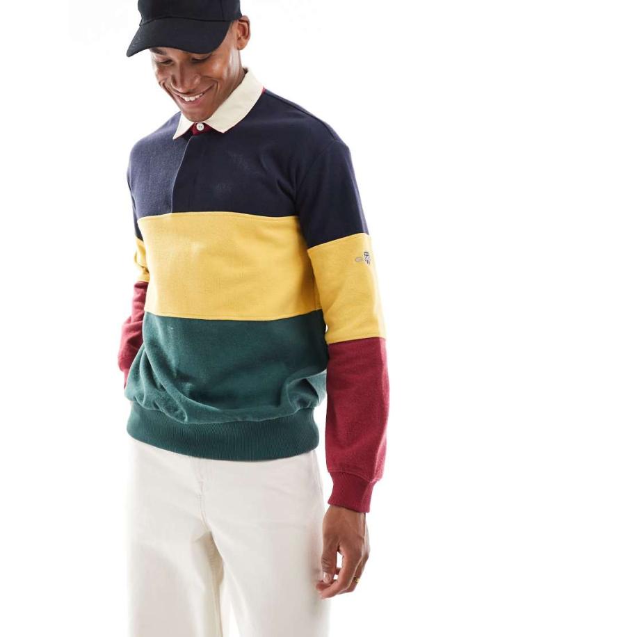 Gant - 75th Anniversary Capsule - Rugbyshirt met kleurvlakken in marineblauw Blauw