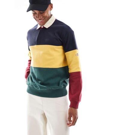 Gant - 75th Anniversary Capsule - Rugbyshirt met kleurvlakken in marineblauw