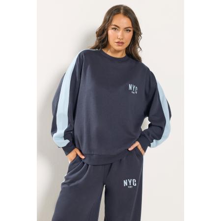 Yours Marineblauw 'Nyc' Sweatshirt Met Zijstreep Size 62-64