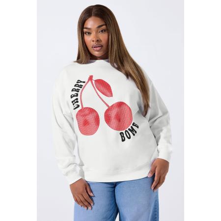 Limited Collection Curve Witte Sweatshirt Met Studs 'Cherry Bomb' Size 58-60