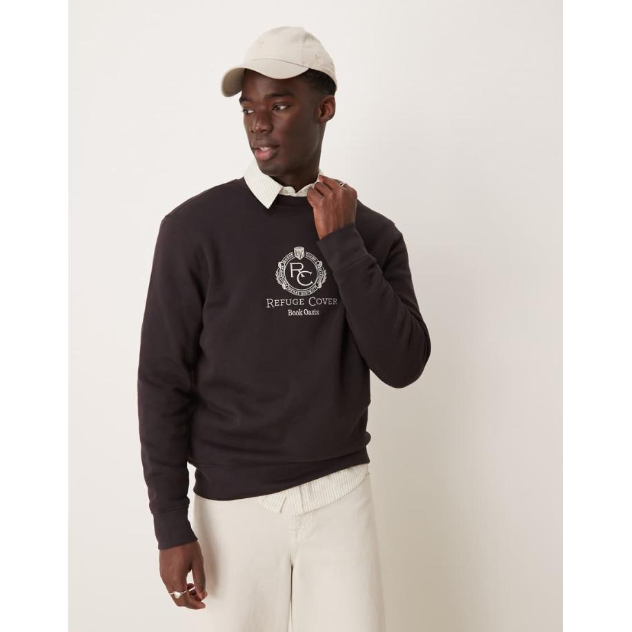 Mango - Sweatshirt met ronde hals en varsity-logo in bordeauxrood-Blauw Blauw