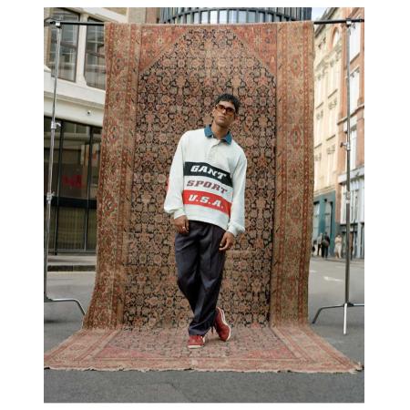 GANT - 75th Anniversary Capsule - Uniseks rugby sweater met sportief logo in wit