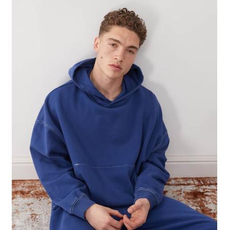 COLLUSION - Rechte cropped hoodie met naaddetail en print in marineblauw