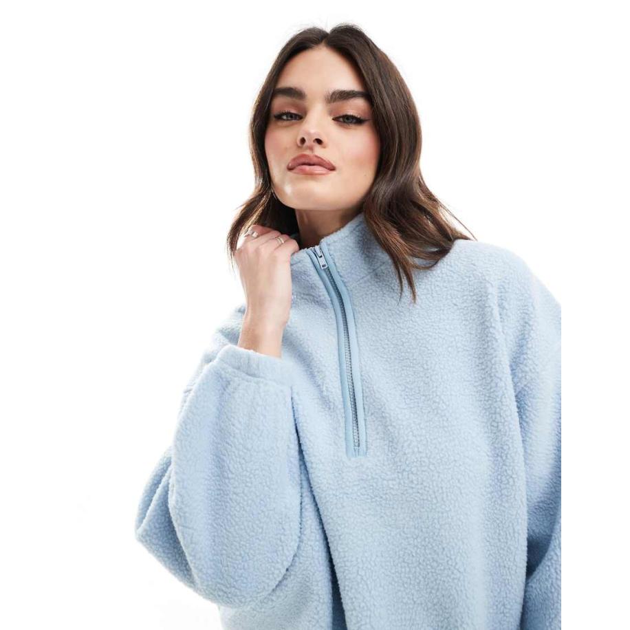 Levi's Delta Sweatshirt van sherpa borg met halve rits in lichtblauw Blauw