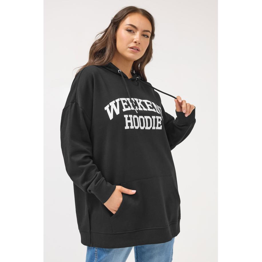 Yours Zwart 'Weekend Hoodie' Hoodie Size 66-68 Zwart