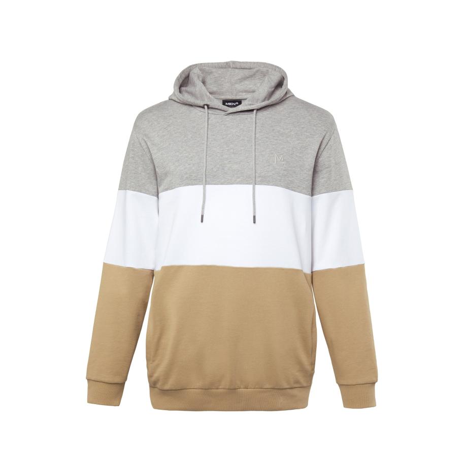 men plus Men Plus Sweatshirt donkerbeige / grijs gemêleerd / offwhite -