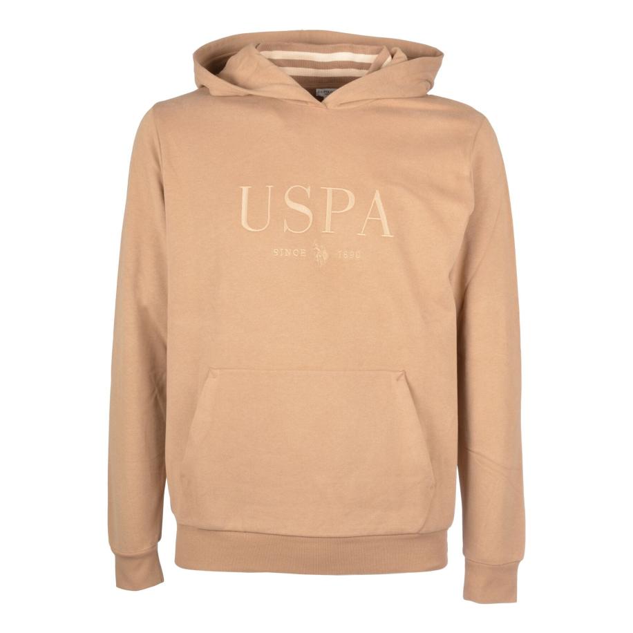 U.S. Polo Assn. Hooded Sweatshirt lichtbruin, Effen Bruin