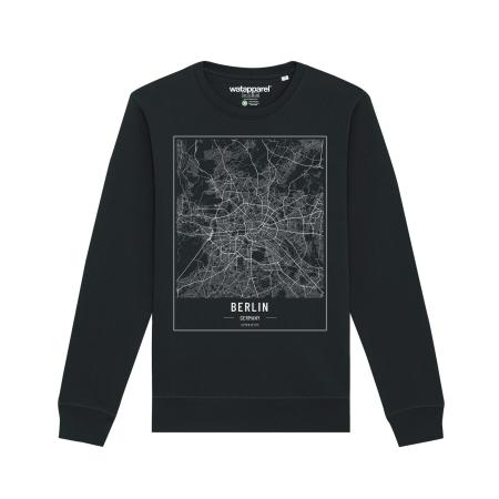 Watapparel Watapparel Sweatshirt City maps Berlin Landkarte zwart / wit gemêleerd