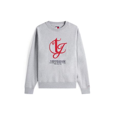 Tommy Jeans Tommy Jeans Sweatshirt stone grey / knalrood / zwart