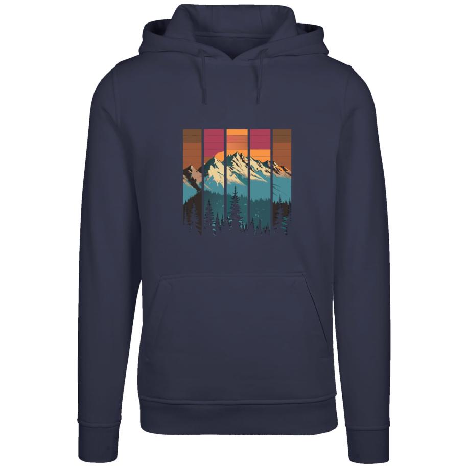 F4NT4STIC Sweatshirt Berg Sonnenuntergang Retro donkerblauw / petrol / donkeroranje / donkerroze Blauw