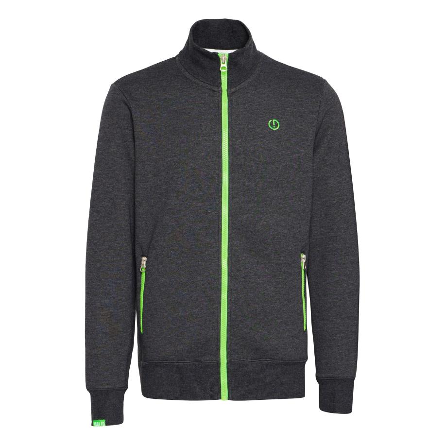 Solid !Solid Sweatvest BennTrack antraciet / groen -