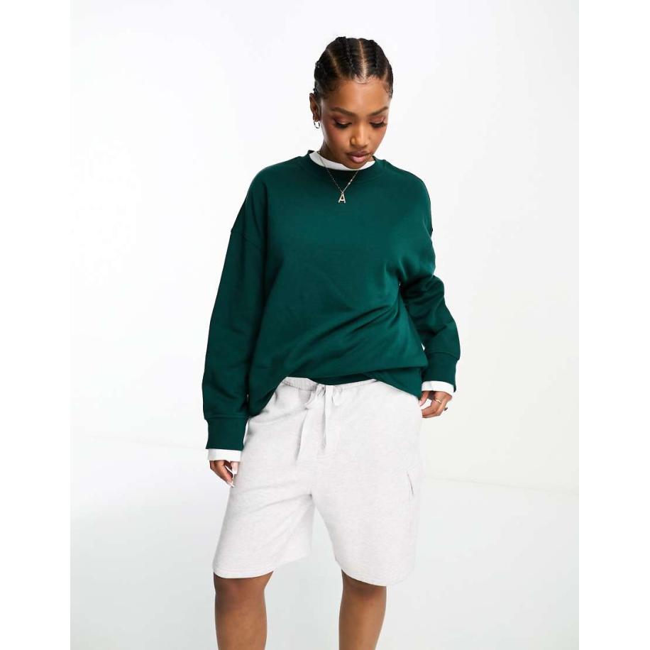 Monki Oversized sweater met lange mouwen in donkergroen Groen