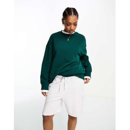 Monki Oversized sweatshirt in donkergroen